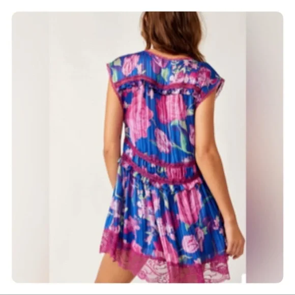 Free People SPRING FLING MINI DRESS SIZE LARGE - Picture 6 of 16